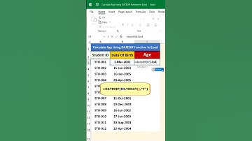 How To Calculate Age Using DATEDIF and TODAY Functions in Excel || Excel Tips || #excel #excelbasic