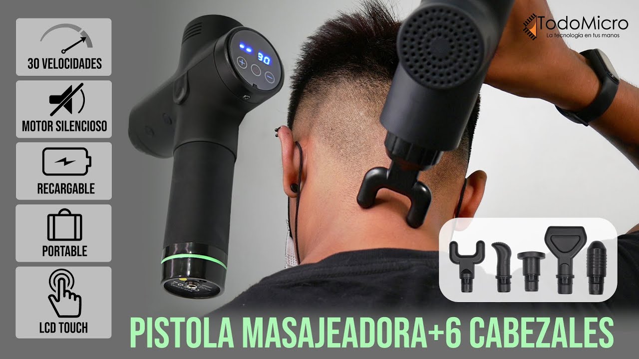 Pistola de masaje muscular, silenciosa percusión de tejido profundo para  espalda, cuello y cabeza, masajeador para atletas, nivel de 30 velocidades