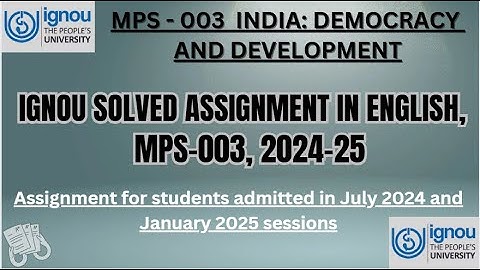 IGNOU MPS 003 Solved Assignment 2024-25 in English | #ignoumso #mps003 #solvedassignments #mso #yt