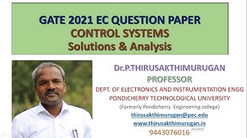 GATE 2021 EC QUESTION PAPER ANALYSIS (Control systems )