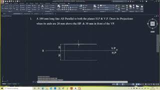 Line Parallel to both the planes #1 #AutoCAD #EngineeringDrawing #Orthographic #Projection