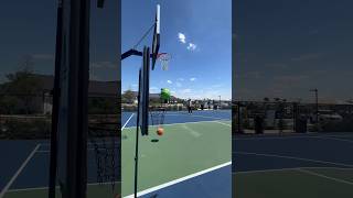 3 pointer on the regulation hoop and the mini hoop #basketball #ballislife #bball #shorts #fyp