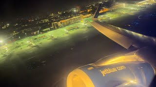 JetBlue Airbus A320 Night Takeoff San Jose Norman Y. Mineta Intl. (KSJC)