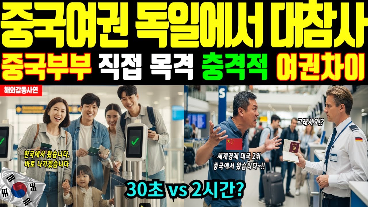 [해외감동사연]한국여권파워에 끝내 감동한 중국인 부부. 중국에 대한 자부심으로 독일로 여행을 떠났으나 공항에 도착 하자마자 현실 참교육 당한 부부