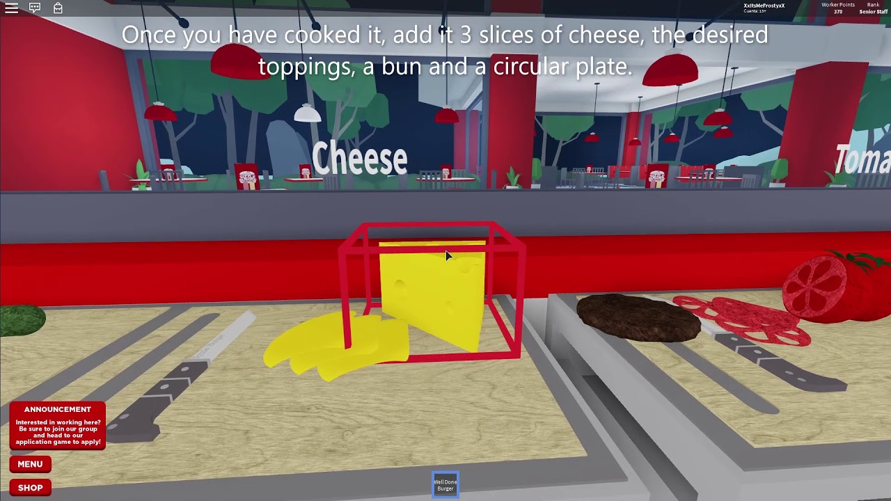 roblox sizzleburger cookbook