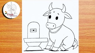 Beautiful Nandi Baba and Shivling Sketch | Easy Drawing | How to Draw Shivling Drawing