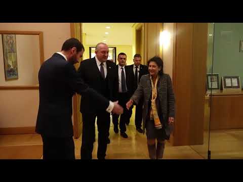 სალომე ზურაბიშვილისა და გიორგი მარგველაშვილის შეხვედრის ვიდეოკადრები