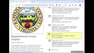 Rappahannock County Board of Supervisors April 7, 2025 meeting, 7 p.m. session.