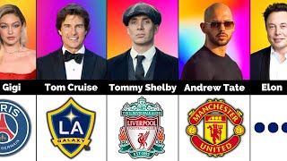 Celebrity And Their Favourite Football Club Ft Andrew Tate Tommy Shelby Elon Musk