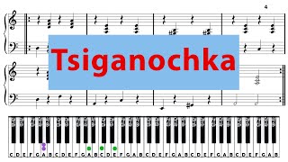 Tsiganochka - Easy Piano Lesson - Slow Рace - Tutorial