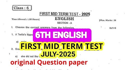6th std English First mid term test july-2025 original Question paper 6th English First mid term