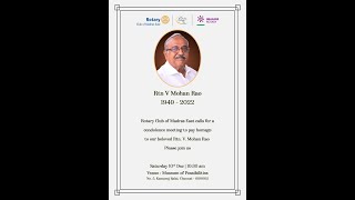 Rtn. V.  Mohan Rao /condolence meeting / 10/12/2022