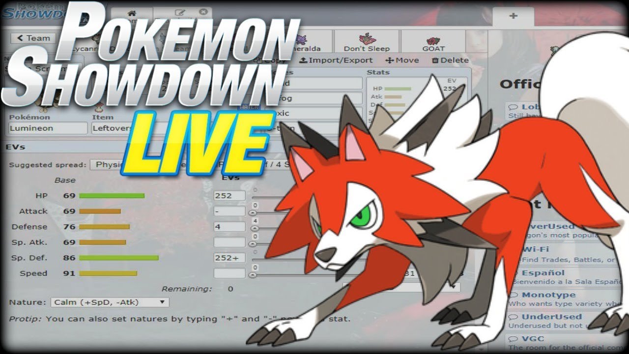 "LYCANROC DUSK FORM?" Pokemon Showdown PU LIVE! - YouTube