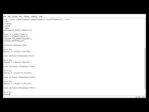 PHP Program to calculate Electricity Bill using if statement - YouTube