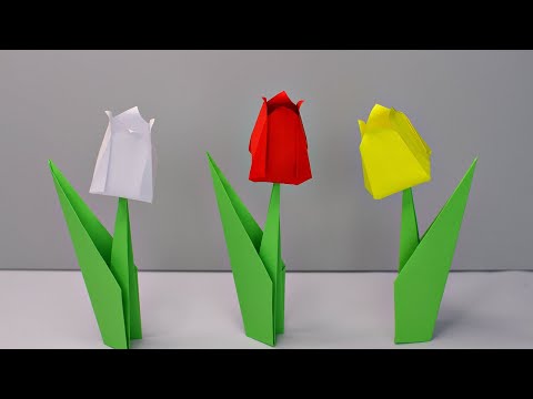 DIY Как сделать Тюльпаны из бумаги. Самый простой способ! Оригами цветы