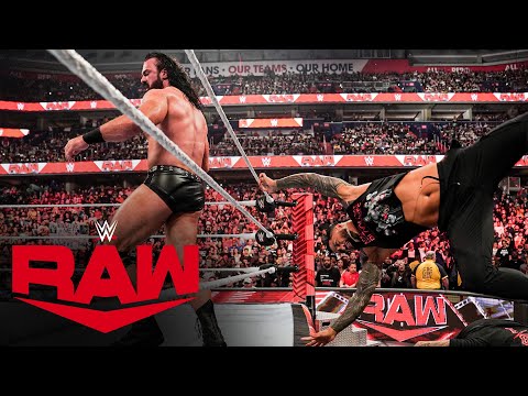 Drew McIntyre repels an attack by Kevin Owens and The Usos: Raw, Aug. 15, 2022