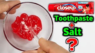 TESTING TOOTHPASTE AND SALT SLIME🤔👅🎧 How to make Slime with Closeup Toothpaste and salt...? [ASMR]