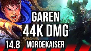 GAREN vs MORDEKAISER (TOP) | 9 solo kills, 44k DMG, 4k comeback, Godlike | NA Master | 14.8