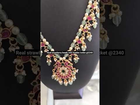 Semi Precious Strawberry Beads Mala with Kundan Locket  #jewelrymaking #fashion #handmade