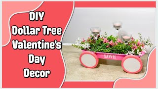 💖 DIY Dollar Tree Valentine&#39;s Day Little Pink Wagon Decor | Farmhouse Or Any Style | Simple Cheap