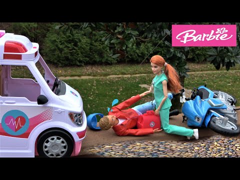 Barbie and Ken Story: Ken Breaks his Leg in Motorcycle Accident, Barbie Ambulance and Hospital