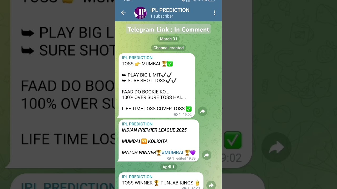 Everyday match prediction of IPL 2025 join telegram channel for updates link is in comment