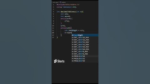 Cpp program to convert decimal number into binary in #cpp    #vscode