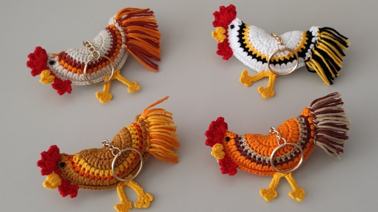 🐓Как связать крючком милый брелок в виде цыпленка I Простой урок по созданию брелка