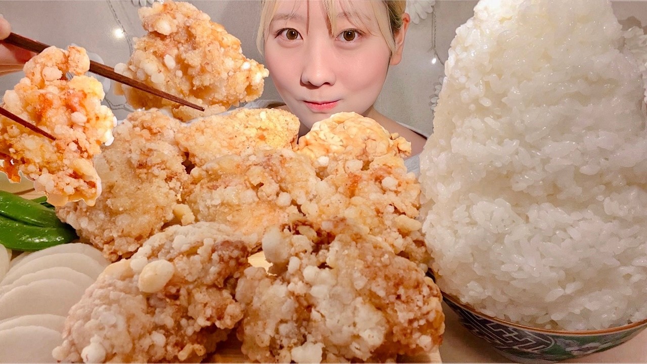 ASMR Жареный цыпленок【русские субтитры】【Mukbang/ Eating Sounds】