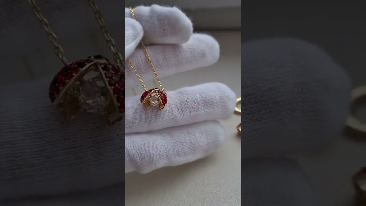 Кулон и серьги Swarovski Sparkling Dance Божья коровка