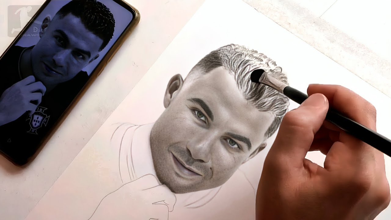 Drawing Realistic Portrait With Charcoal Pencil Cristiano Ronaldo drawing-realistic-portrait-with-charcoal-pencil-cristiano-ronaldo
