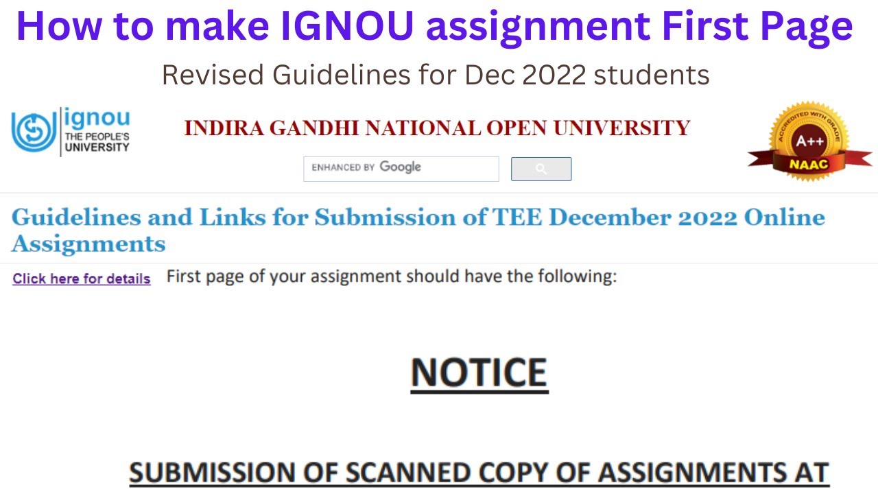 ignou assignment number update