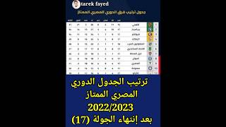 جدول ترتيب فرق الدوري المصري الممتاز الموسم الحالي 2022/2023 بعد انتهاء الجولة ( 17 )