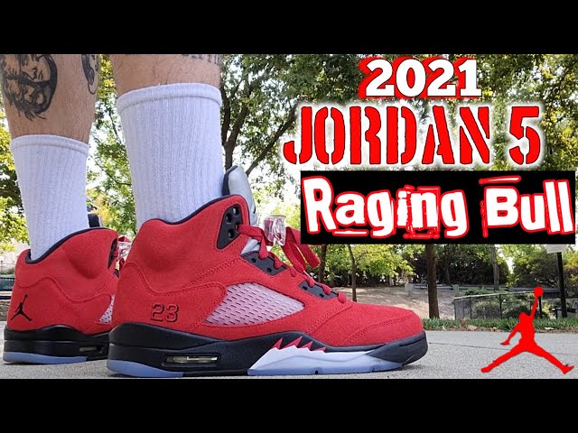 Jordan 5 Raging Bull on Foot 4K 