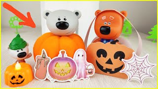 Тучка с младшим братом украсили двор тыквами! Мультики с игрушками Ми-ми-мишки для детей