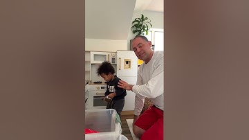 Ocean checking out the new kitchen before the girls get home