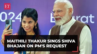 Maithili Thakur sings Lord Shiva Bhajan on PM Modi’s request at National Creators Award 2024