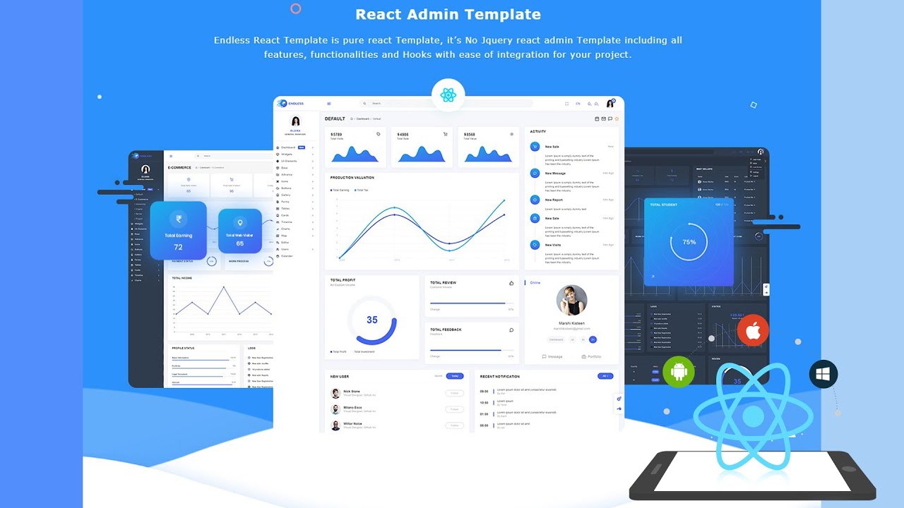 Top 8+ Free Responsive ReactJS Admin Themes Template Dashboard For Killer  Apps