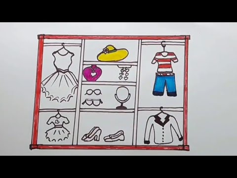 كيفيه رسم خزانة الملابس وتلوينها (تعليم الرسم للأطفال ) - YouTube