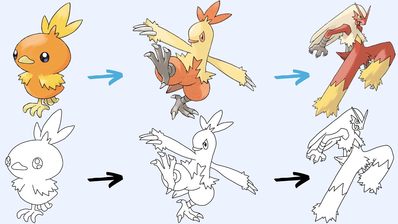 Comment Dessiner LE POKÉMON POUSSIFEU GALIFEU et BRASÉGALI | Pokemon Evolution