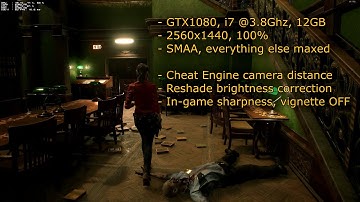 Resident Evil 2 (2019) PC modded distance + reshade. internal sharpness, vignette off