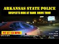 ARKANSAS STATE POLICE Trooper Pursuit & PIT at 113 MPH!  Suspects try and hide in a bank drive thru