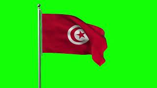 Stock Footage | Tunisia Waving Flag Green Screen Animation | Royalty-Free