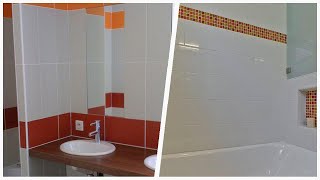 75 Gray Orange Tile Bathroom Design Ideas You'll Love ♡