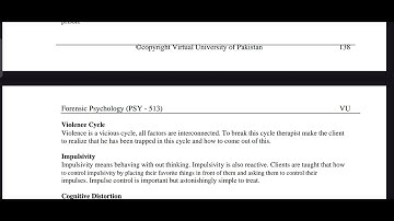 PSY513 Lecture 38 Forensic Psychology Short Lecture VU Lectures