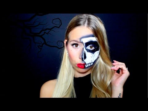 DIY HALF SKULL MAKE UP - 3 Arten Halloween Skelett Make Up - Halloween ...