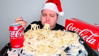 Creamy Cheesy Fettuccine Alfredo Noodles Mukbang & Recipe