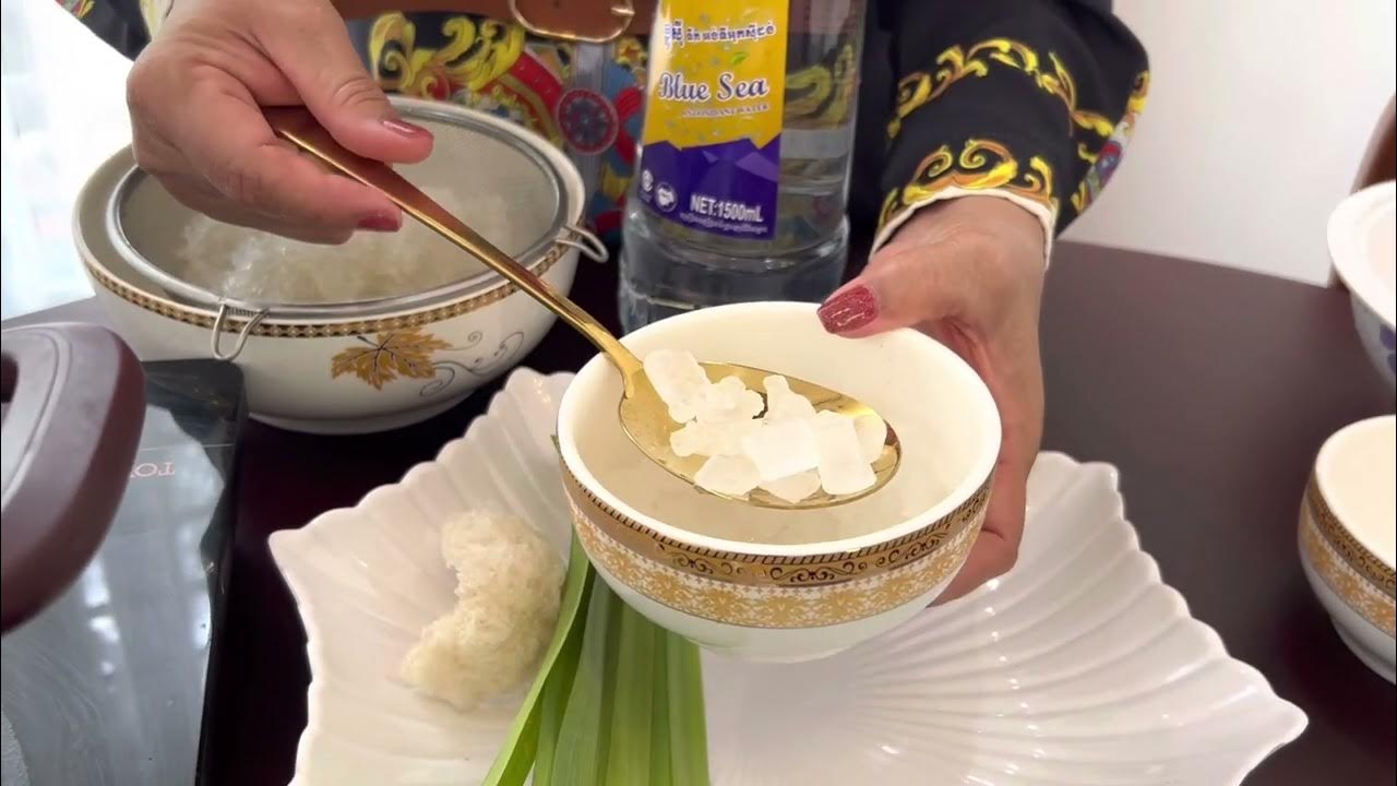 របៀបចំអិនទឹកត្រចៀកកាំ How to cook Bird nest drink YouTube