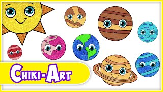 How to Draw Planets and Solar System | Drawing & Coloring For Kids | Chiki Art