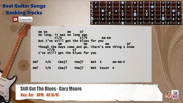 🎸 Still Got The Blues - Gary Moore Guitar Backing Track with vocal, chords and lyrics